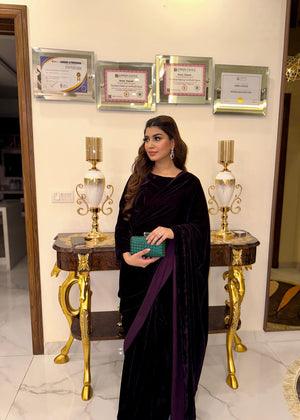 Velvetine Royal Plum Saree