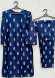 Saleha Printed 2pcs (Navy blue)