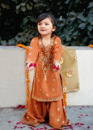 Rust Gharara 3pc kids