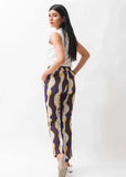 Straight Trouser / Pants Purple Yellow Abstract