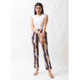 Straight Trouser / Pants Purple Yellow Abstract