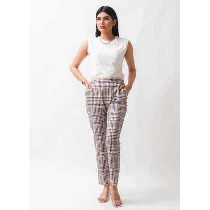 Straight Trouser / Pants Yellow Check