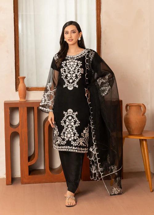 Dur-e-fishan Embroidered 3pcs -black