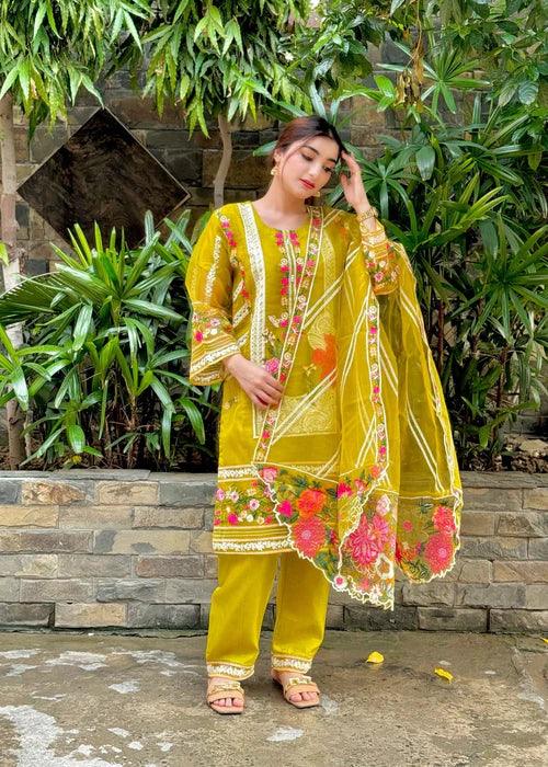 Agha Embroidered 3pcs - Apple green